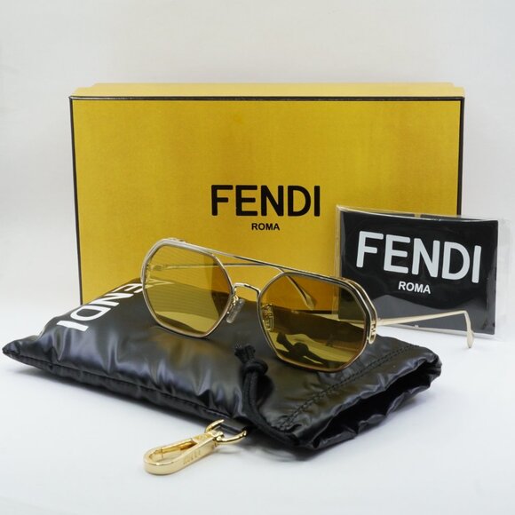 Fendi FE40039U 10L Geometric Sunglasses - Gold/Yellow Mirror main image 5